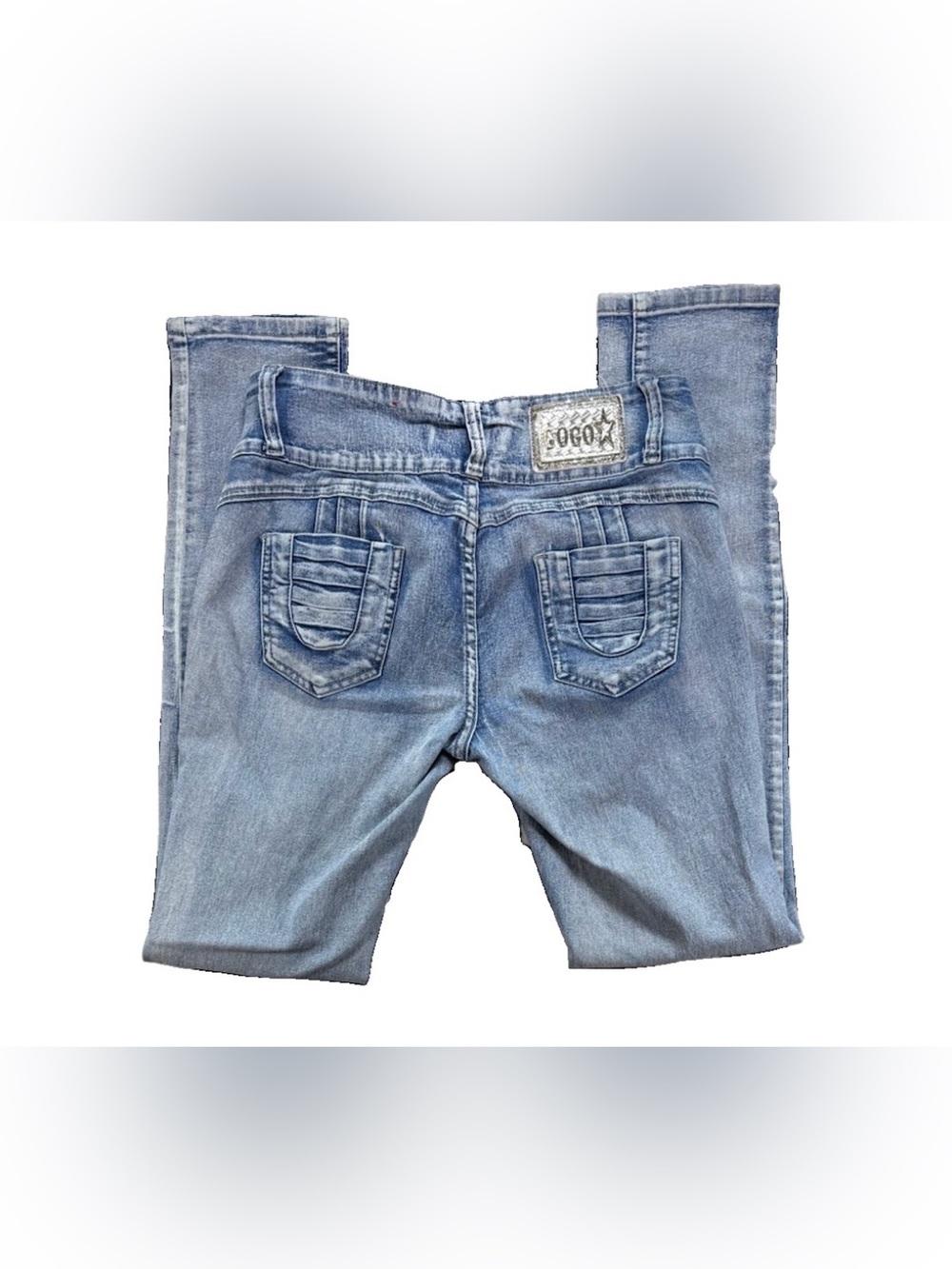 Vintage GOGO Star Skinny Jeans Juniors' 9 Light Wash Denim Y2K Embellished Glam